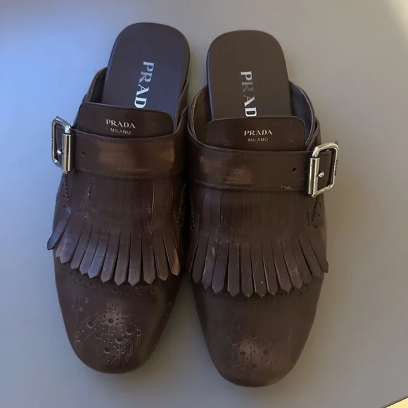 Prada brown distressed mules - Picture 2 of 7